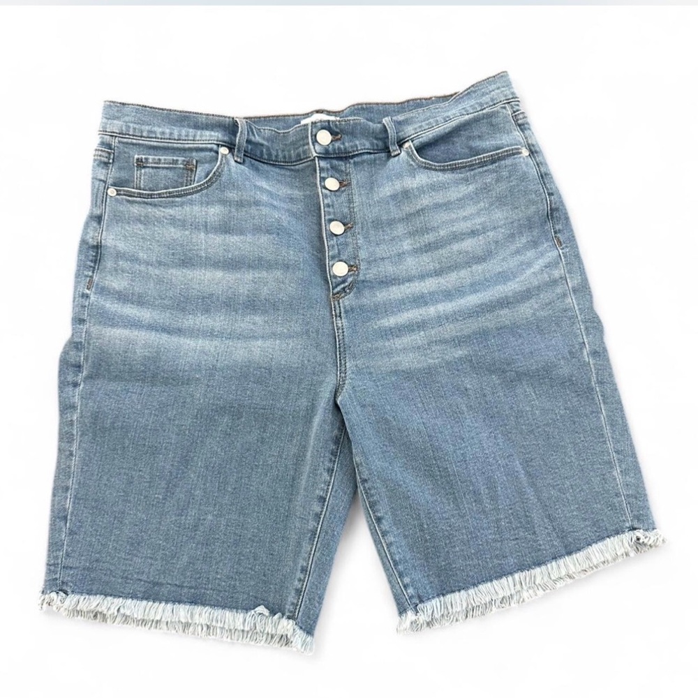 LOFT Light Blue Jean Shorts with Frayed Hem